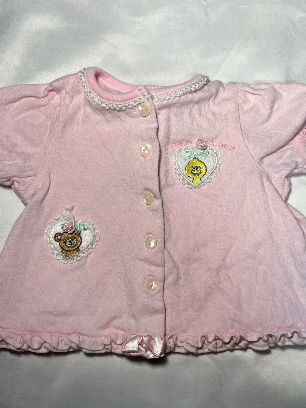 Vintage Y2K Sesame Street Baby Girl Top 6/9M Pink Baby Big Bird Bear Heart